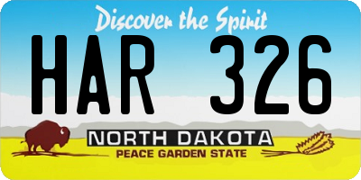 ND license plate HAR326