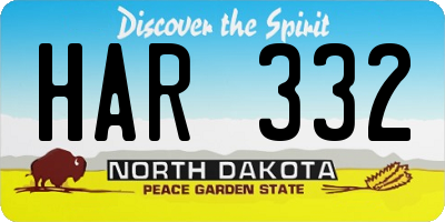 ND license plate HAR332