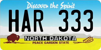 ND license plate HAR333