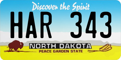 ND license plate HAR343