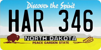 ND license plate HAR346