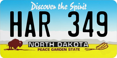 ND license plate HAR349