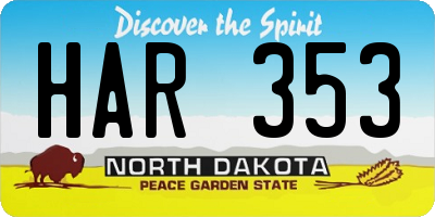 ND license plate HAR353