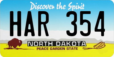 ND license plate HAR354