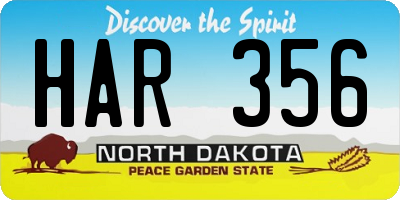 ND license plate HAR356