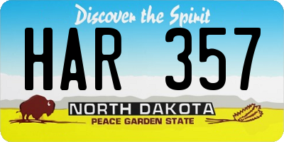 ND license plate HAR357