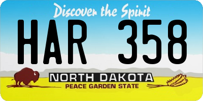 ND license plate HAR358