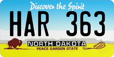 ND license plate HAR363