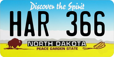 ND license plate HAR366