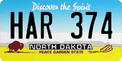ND license plate HAR374