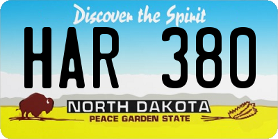 ND license plate HAR380