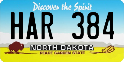 ND license plate HAR384