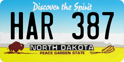 ND license plate HAR387
