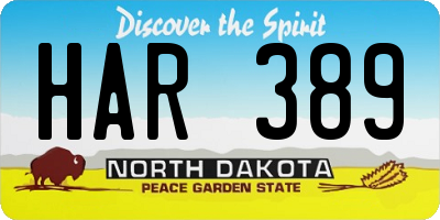 ND license plate HAR389