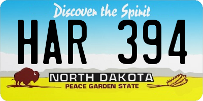 ND license plate HAR394
