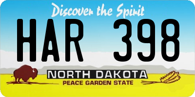 ND license plate HAR398
