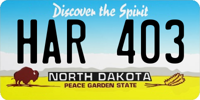 ND license plate HAR403