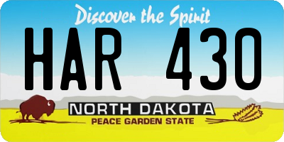 ND license plate HAR430