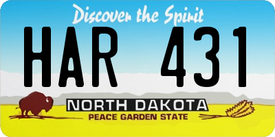 ND license plate HAR431