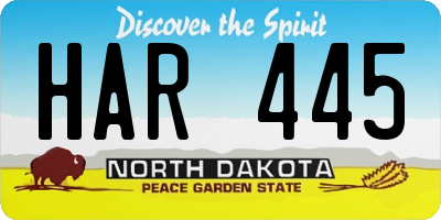 ND license plate HAR445