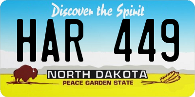 ND license plate HAR449