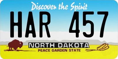 ND license plate HAR457
