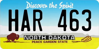 ND license plate HAR463