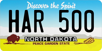 ND license plate HAR500