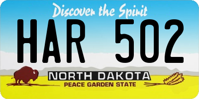 ND license plate HAR502