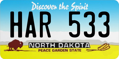 ND license plate HAR533