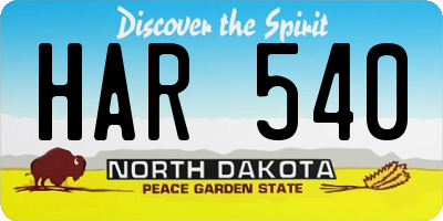 ND license plate HAR540