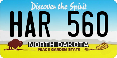 ND license plate HAR560