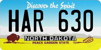 ND license plate HAR630