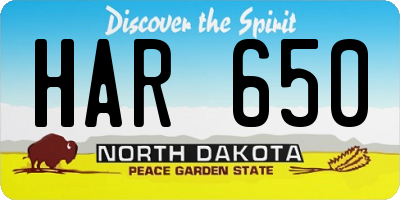 ND license plate HAR650