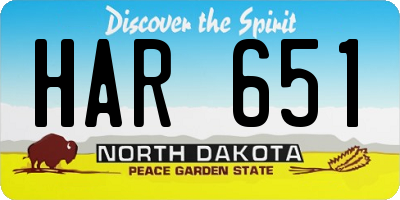 ND license plate HAR651