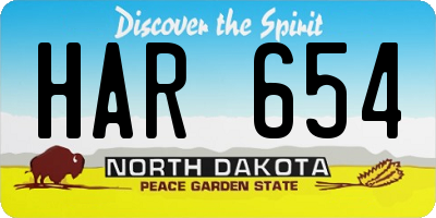 ND license plate HAR654