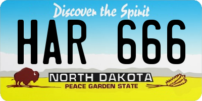 ND license plate HAR666