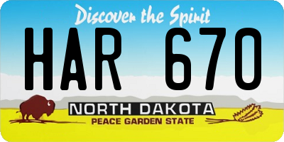 ND license plate HAR670