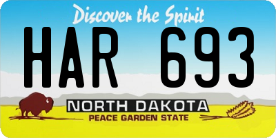 ND license plate HAR693