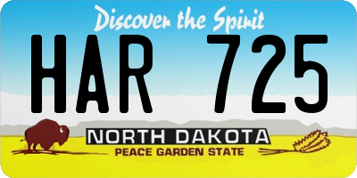 ND license plate HAR725
