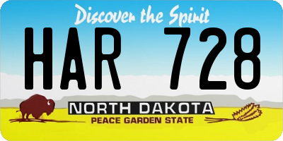 ND license plate HAR728