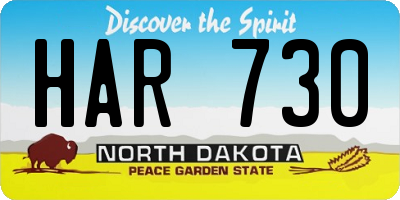 ND license plate HAR730