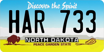 ND license plate HAR733