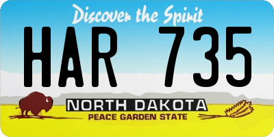 ND license plate HAR735