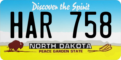 ND license plate HAR758