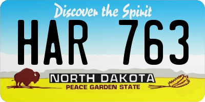 ND license plate HAR763