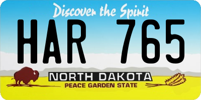 ND license plate HAR765