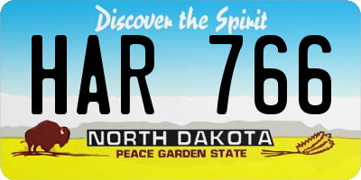 ND license plate HAR766