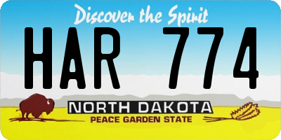ND license plate HAR774