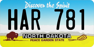 ND license plate HAR781